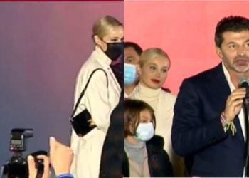 როგორ გამოიყურებოდა ანუკი არეშიძე მეუღლის გვერდით, სადაც არჩევნების პირველად შედეგებს ეცნობოდნენ